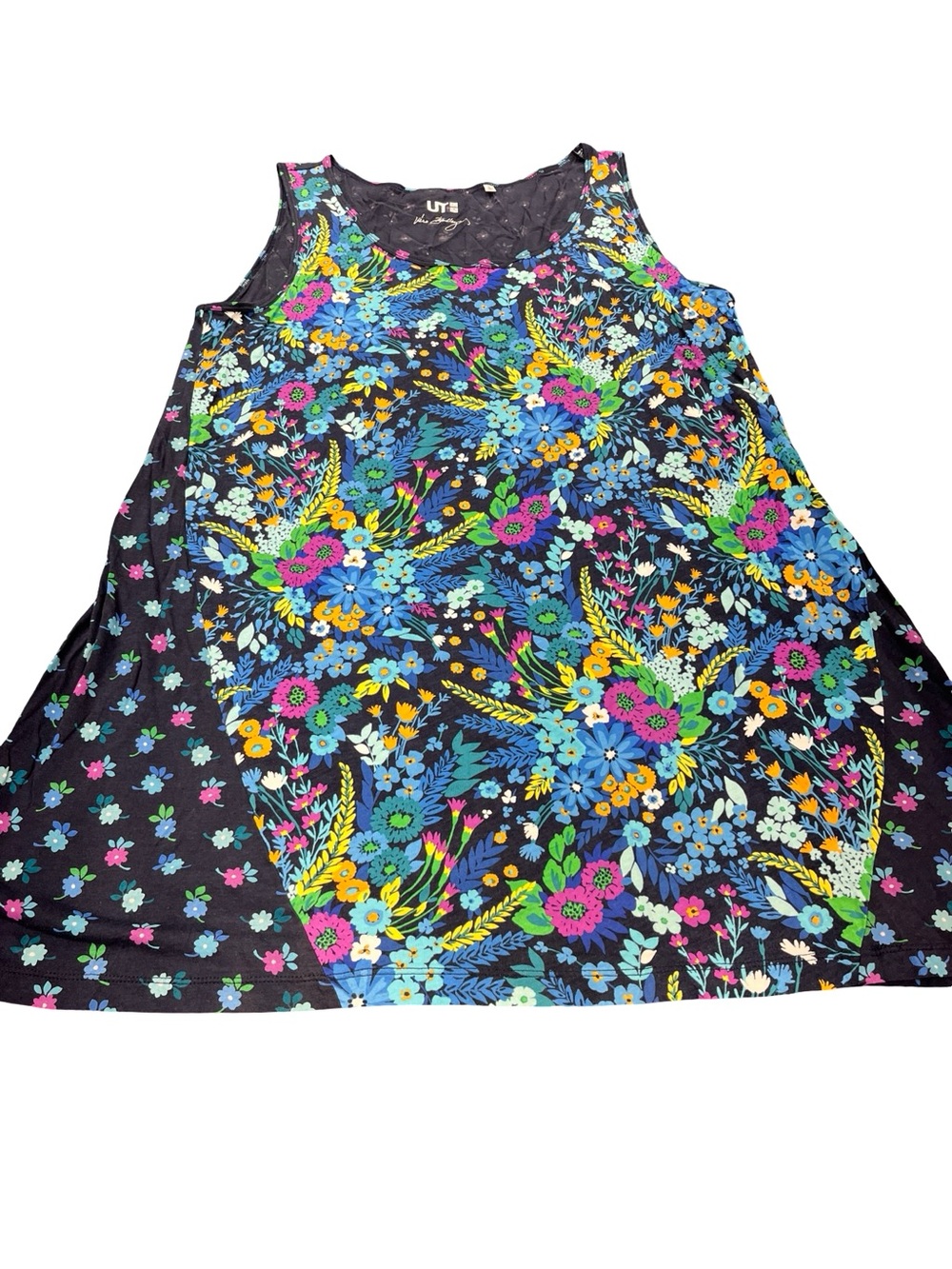 UNIQLO Vera Bradley Sleeveless Tunic Tank Top Size L Vibrant Botanical Pattern - Picture 2 of 10
